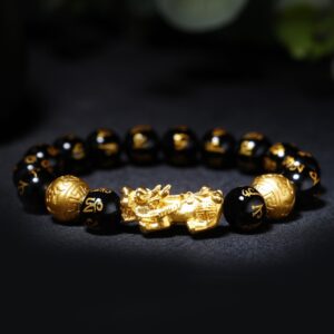 Feng Shui Bracelet - Pixiu Black Obsidian Bracelet for Wealth