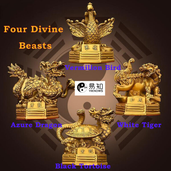 Four Divine Beasts Feng Shui Decor Set – Copper Ornaments for Wealth, Protection, and Harmony