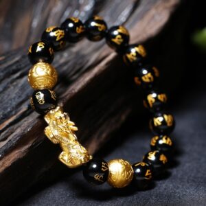 Feng Shui Bracelet - Pixiu Black Obsidian Bracelet for Wealth
